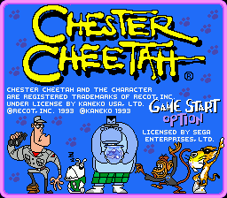 Chester Cheetah Too Cool to Fool title screen for Sega Genesis